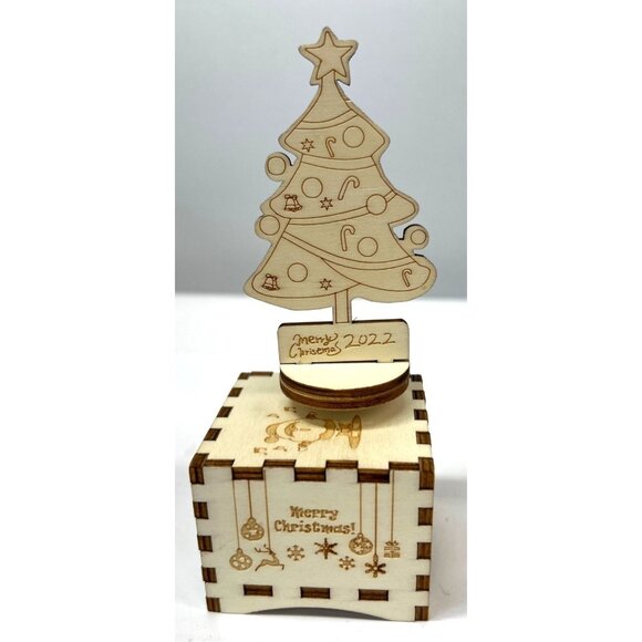 Handcrafted Wooden Christmas Tree Music Box 2022 - Picture 1 of 4